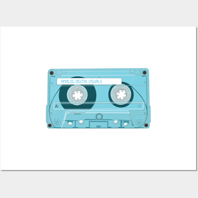 Cassette Tape (Middle Blue Colorway) Analog / Music Wall Art by Analog Digital Visuals